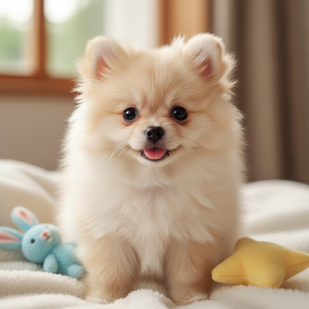 create a cute fluffy pomeranian puppy